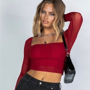 City Lights Long Sleeve Top Red